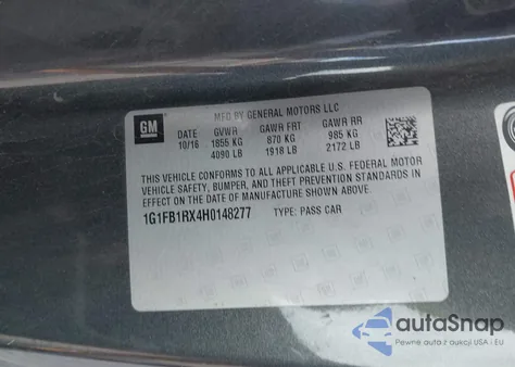 2017 Chevrolet Camaro 1Lt from USA, damaged, VIN 1G1FB1RX4H0148277